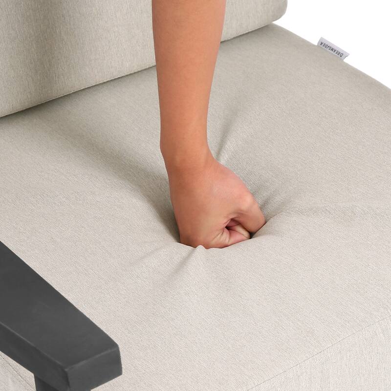 Outdoor Wood Cushioned Patio Set of 2 Accent Chair with Side Table