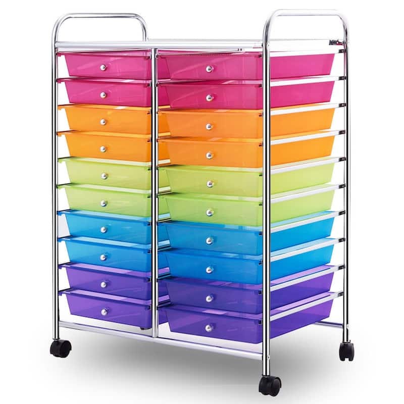Gymax Office Rolling Cart 20 Storage Drawers Scrapbook Paper Studio