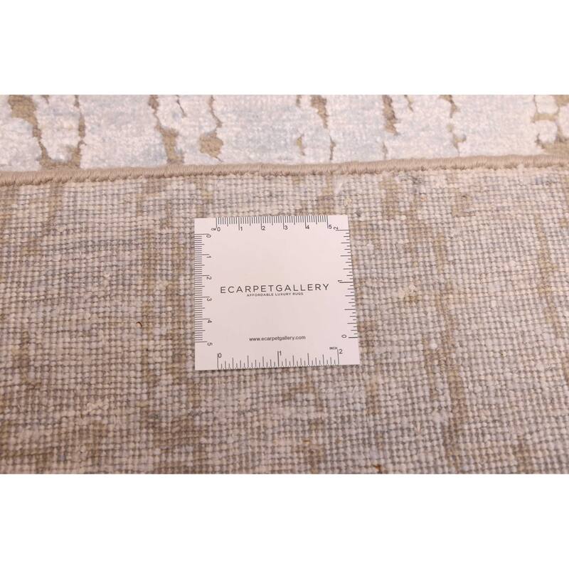 ECARPETGALLERY Hand-knotted Legacy Light Blue, Light Grey Silk, Wool Rug - 2'5 x 12'0