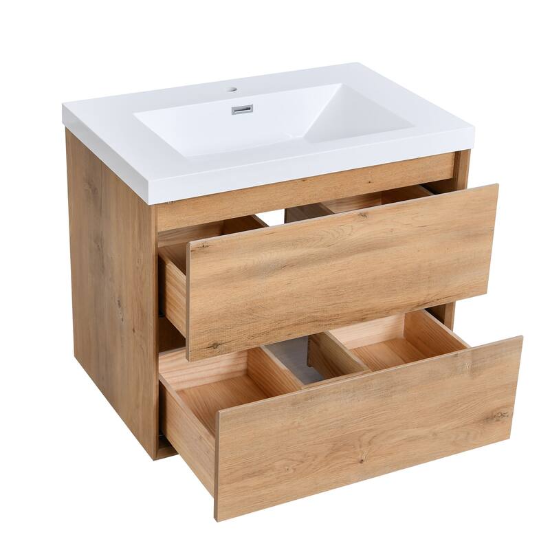 Prismella 24" 30'' Wall Mounted Bathroom Vanity with Top, Floating Cabinet Sink Combo
