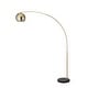 preview thumbnail 2 of 10, Q-Max Adjustable Floor Lamp with Metal Dome Shade and Black Marble Base in Brass Gold