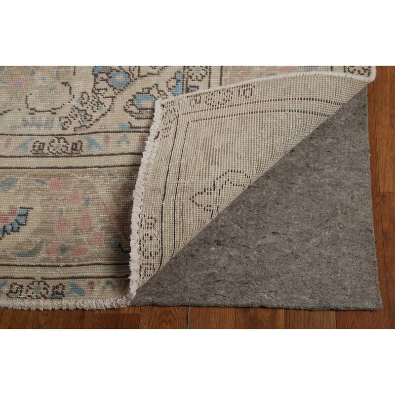 Tabriz Persian Area Rug Beige Oriental Hand-Knotted Wool Carpet - 7'11"x 11'0"