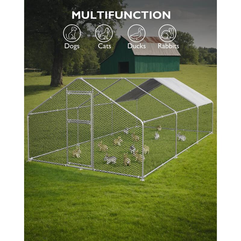 Large Metal Chicken Coop Outdoor Walk-in Poultry Cage