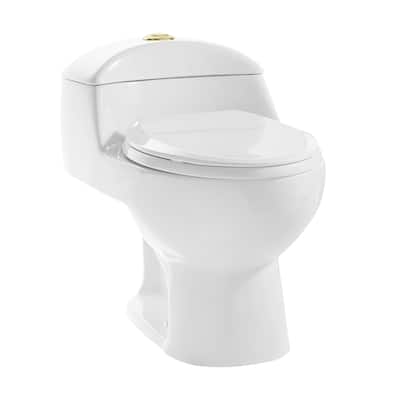 Montparnasse One Piece Elongated Toilet Dual Flush, Brushed Gold Hardware 1.1/1.6 Gpf - 19.55" x 16.15" 24"