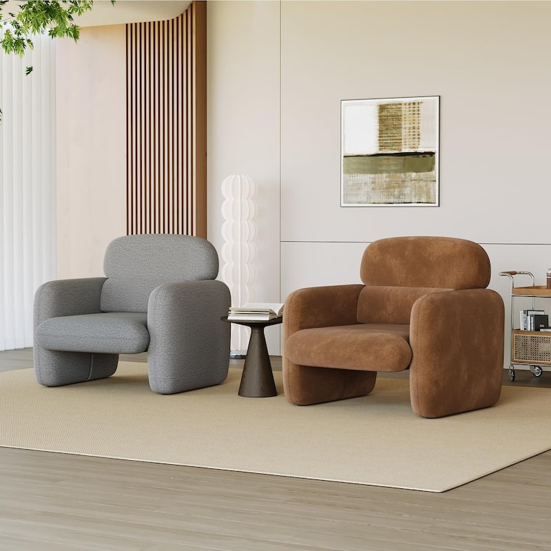 Modern Accent Chair, Wood Frame Sofa Chair, Comfortable Reading Armchair for Living Room