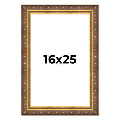 16x25 Frame Vintage Gold Solid Wood Picture Frame | 2.5 Inch Moulding