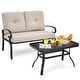 preview thumbnail 15 of 38, Costway 2PCS Patio Loveseat Bench Table Furniture Set Cushioned Chair