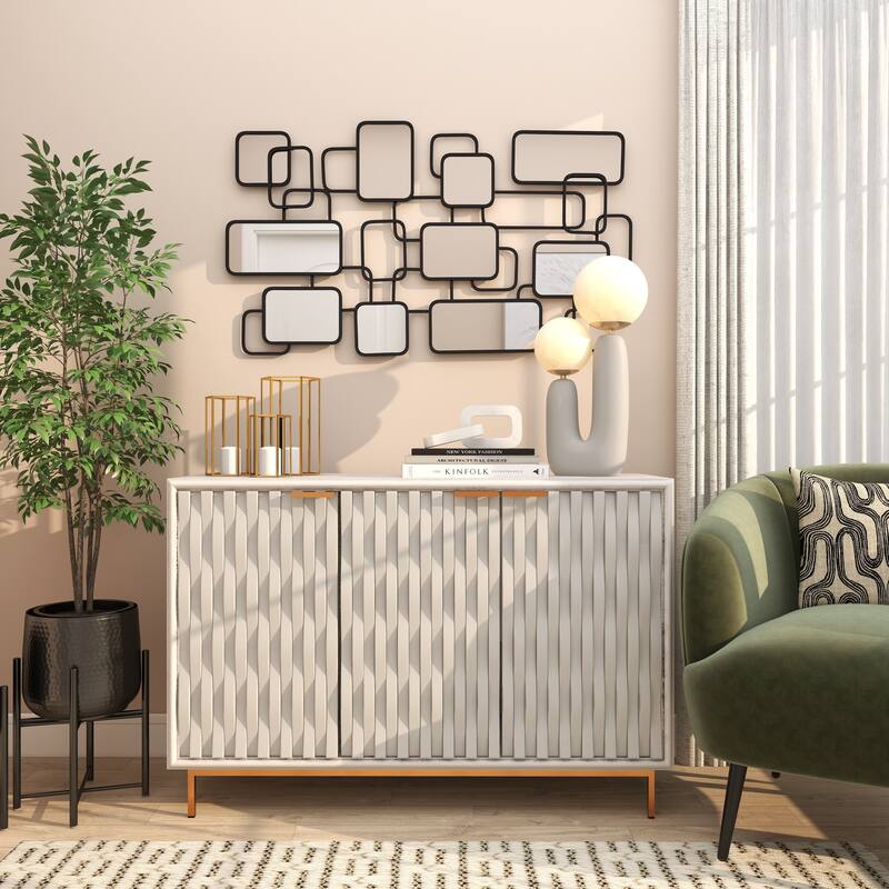 CosmoLiving by Cosmopolitan Artistic Black Metal Geometric Wall Mirror