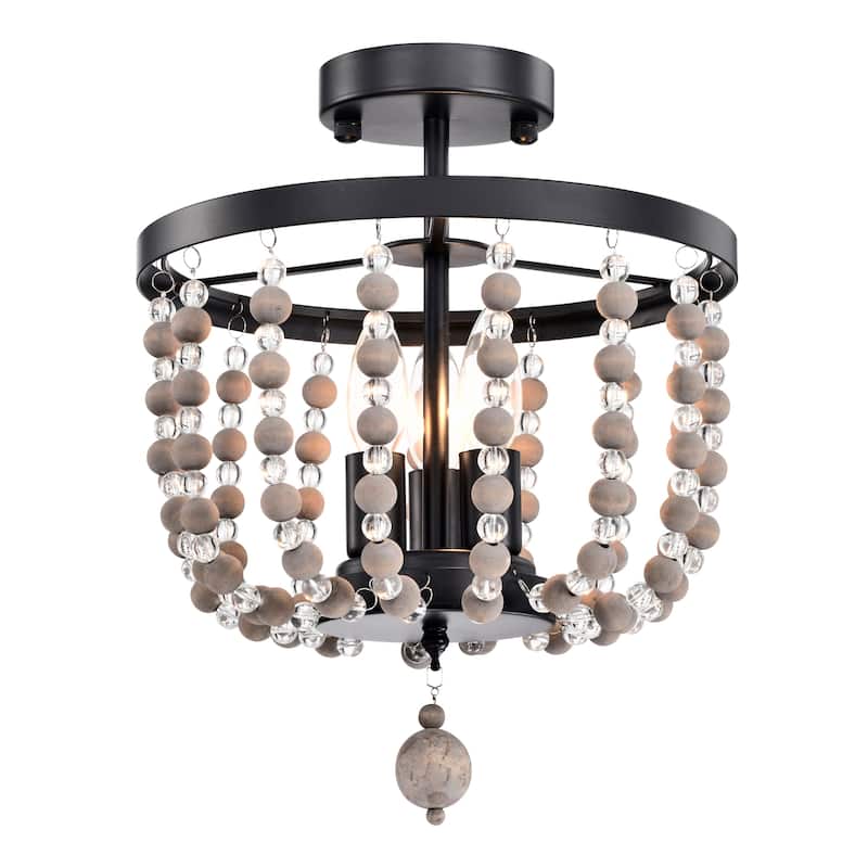 Valentina 12 Inch Bohemian Bead Semi Flush Mount 3-Light