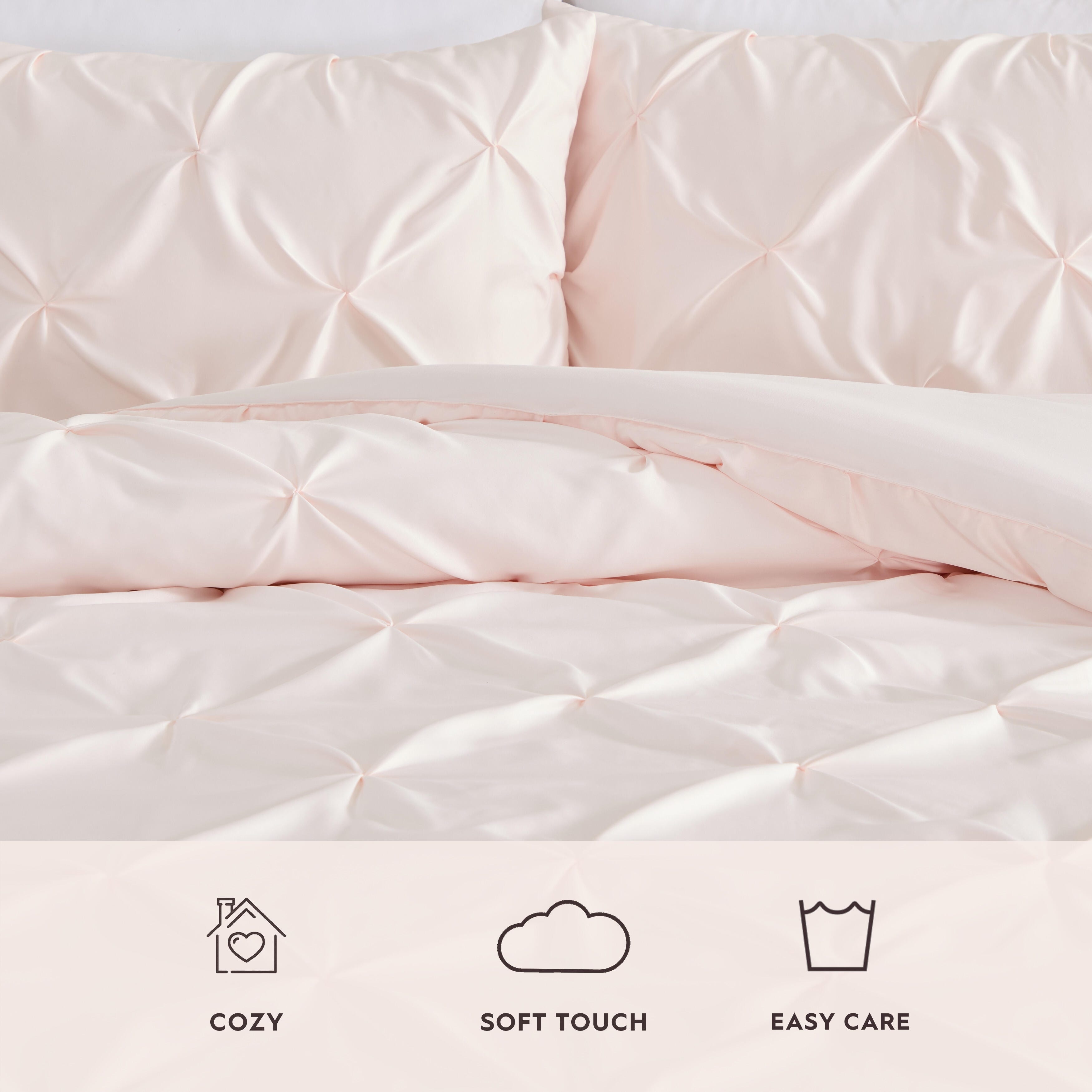 Laura Ashley Solid Satin Pintuck Reversible Comforter Set