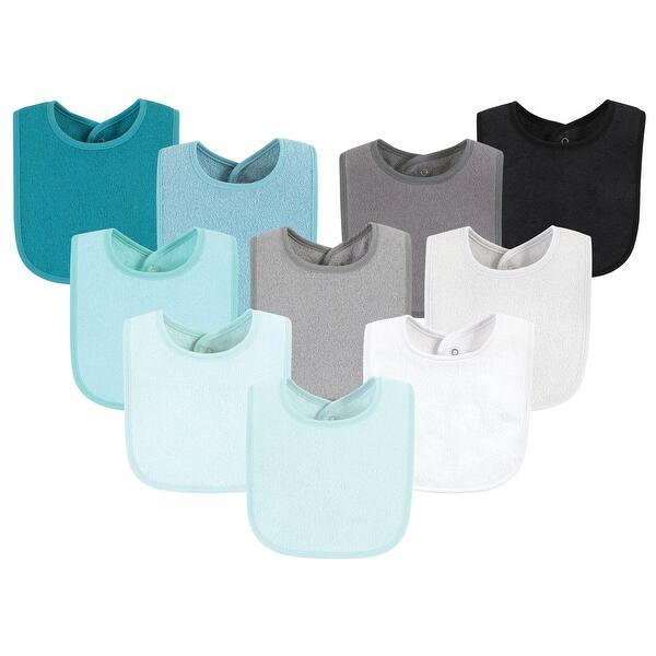 slide 1 of 1, Hudson Baby Drooler Bib with Waterproof Lining, Gray Mint, One Size - Gray Mint - One Size One Size - Gray Mint