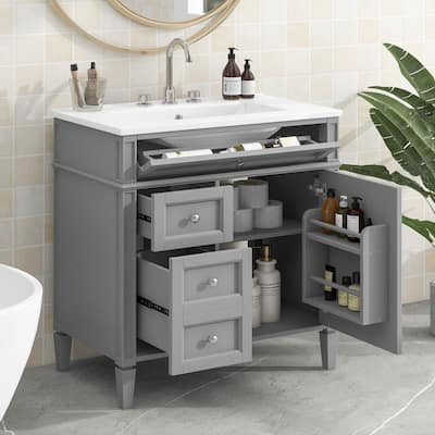 30'' Modern Bathroom Vanity with Top Sink and 2 Drawers