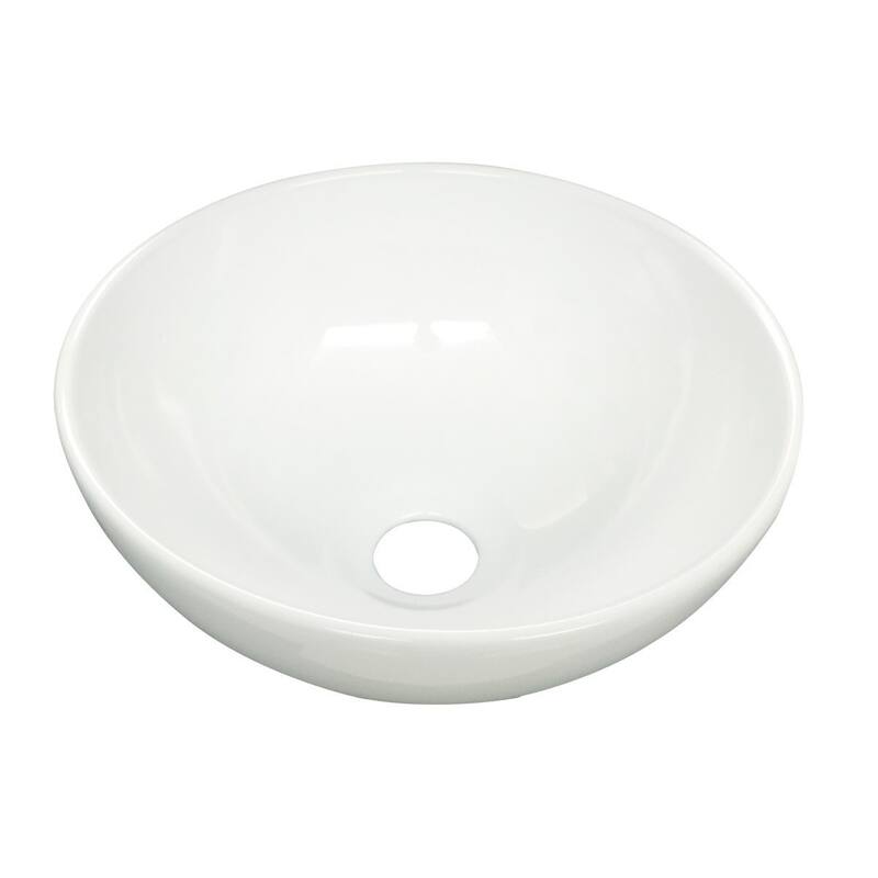 Small Round White Ceramic Counter Top Bathroom Vessel Sink 11.25" Dia