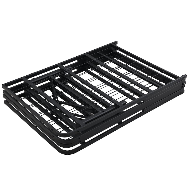 King Metal Platform Folding Bed Frame 14 Inch High Heavy Duty Steel Slat Under Bed Storage Black