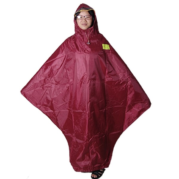 Unique Bargains Bicycle Riders Seam Sealed Red Hooded Raincoat Poncho