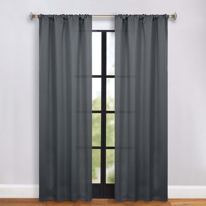Superior Solid Rod Pocket Curtain Panels Set of 2 Light Filtering Window Drapes, Washable, Thermal & Noise‑Reducing