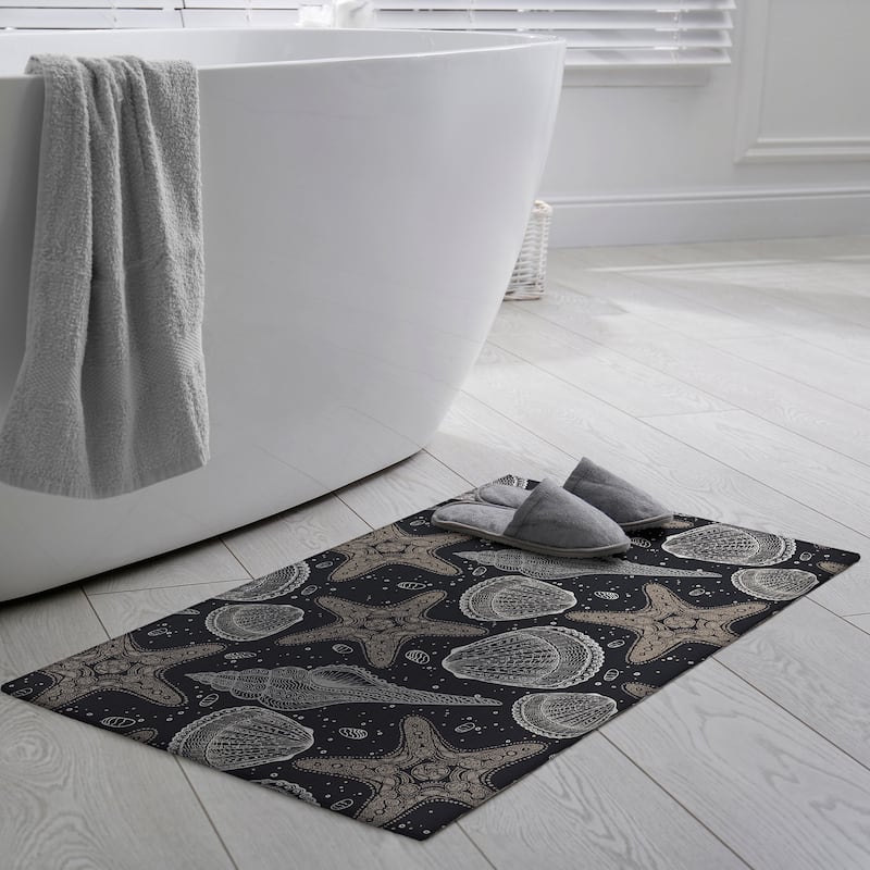 Indoor/ Outdoor Surfside Starfish Shells Washable Rug New