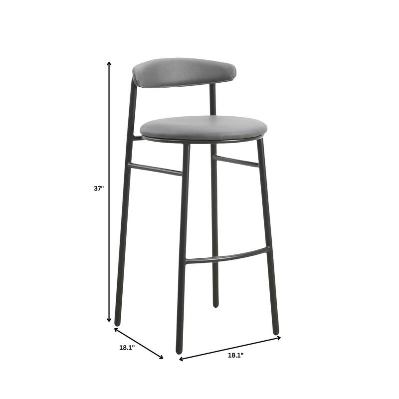 Polyster Bar Stool in Black Stainless Steel Lume Series by LeisureMod