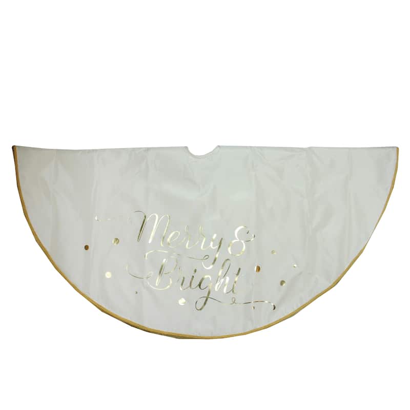 48" Ivory White Merry and Bright Christmas Tree Skirt - 48