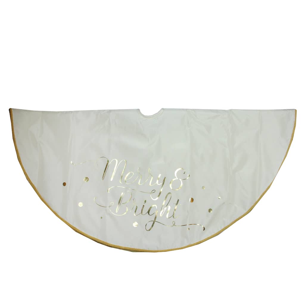 48" Ivory White Merry and Bright Christmas Tree Skirt - 48