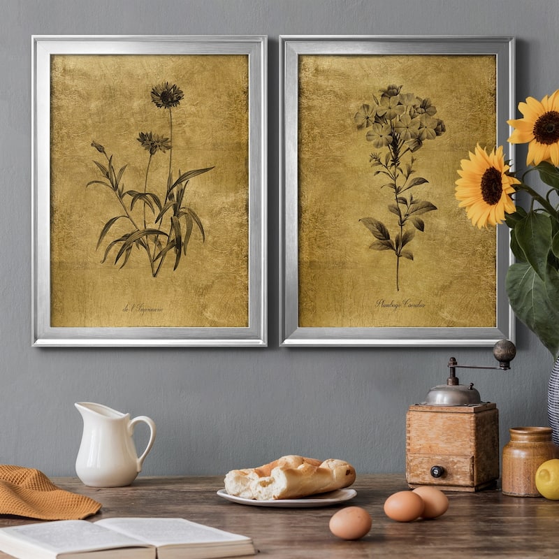 Gold Sketch Botanical I Premium Framed Print - Ready to Hang - Multi-Color
