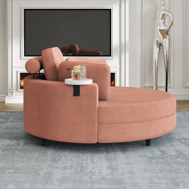 51" Fabric Sofa with Throw Pillows,Waist Pillow and Ottoman