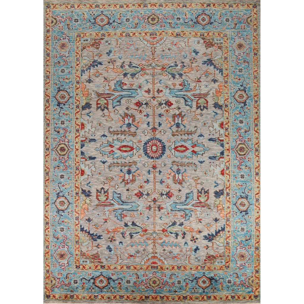 Hand Knotted Oriental 100% Wool Carpet Transitional All-Over Greys & Charcoal Oushak Area Rug - 12' 0'' X 9' 2''