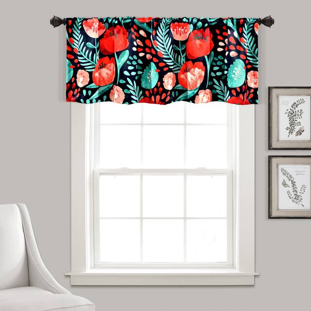 Porch & Den Egger Poppy Pattern Room Darkening Window Curtain Valance
