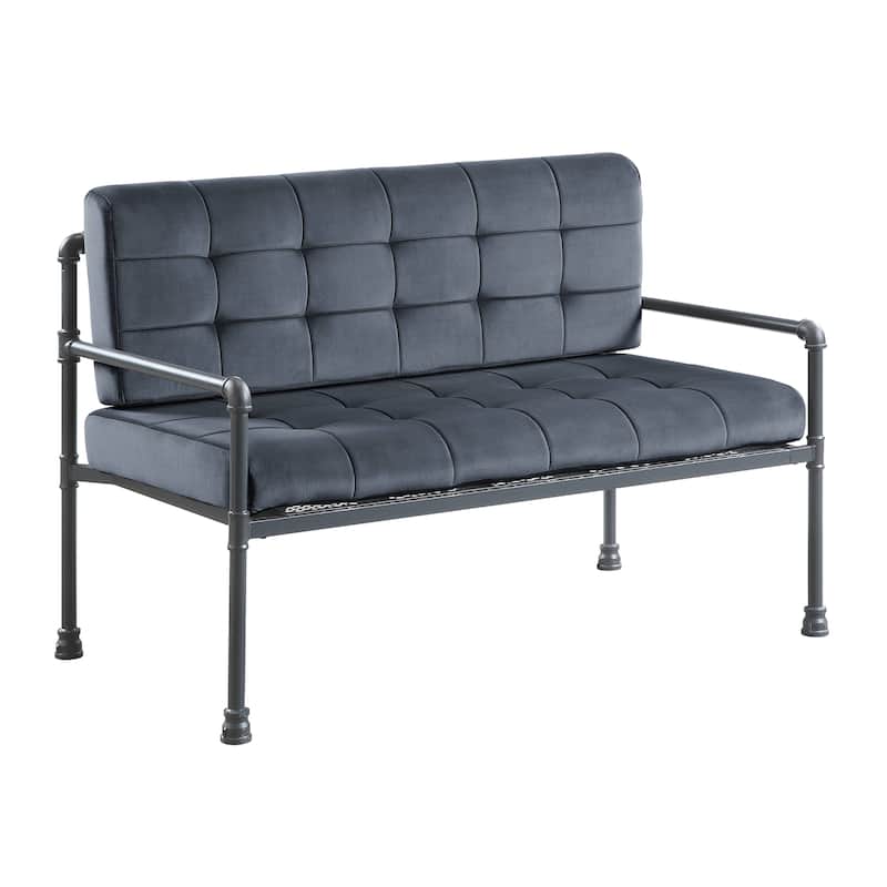 Gray Velvet & Sandy Gray Finish Loveseat