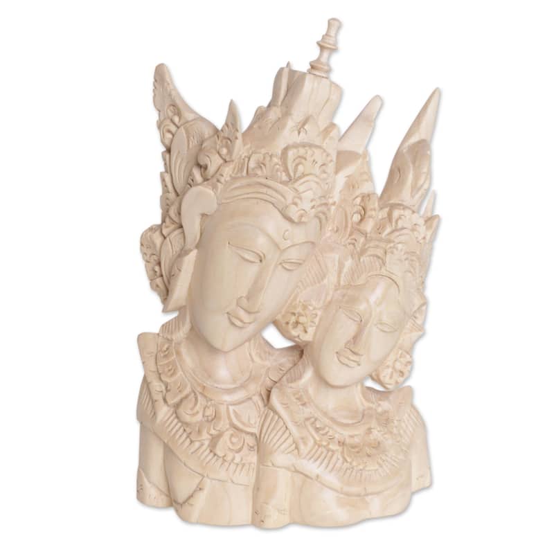 Novica Handmade Rama And Sita Portrait Wood Sculpture