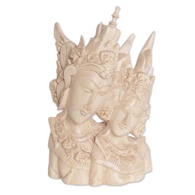 Novica Handmade Rama And Sita Portrait Wood Sculpture