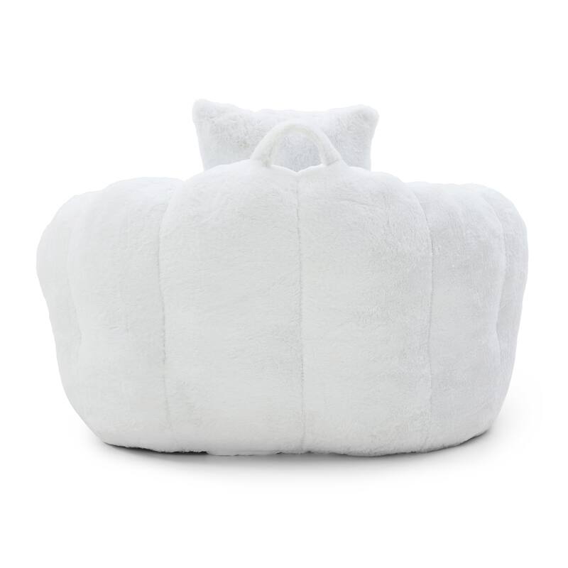Faux Fur Bean Bag Chair with Ottoman, Giant Bean Bag Chairs for Adults, Shell-Shaped Lounge Floor Sofa with Filler