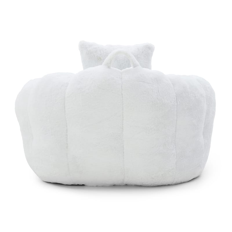 Giant Bean Bag Chair Withfootstool, Oversized Bean Bag For Adults And Kids, Faux Fur Shell-Shaped Large Chair With Filler