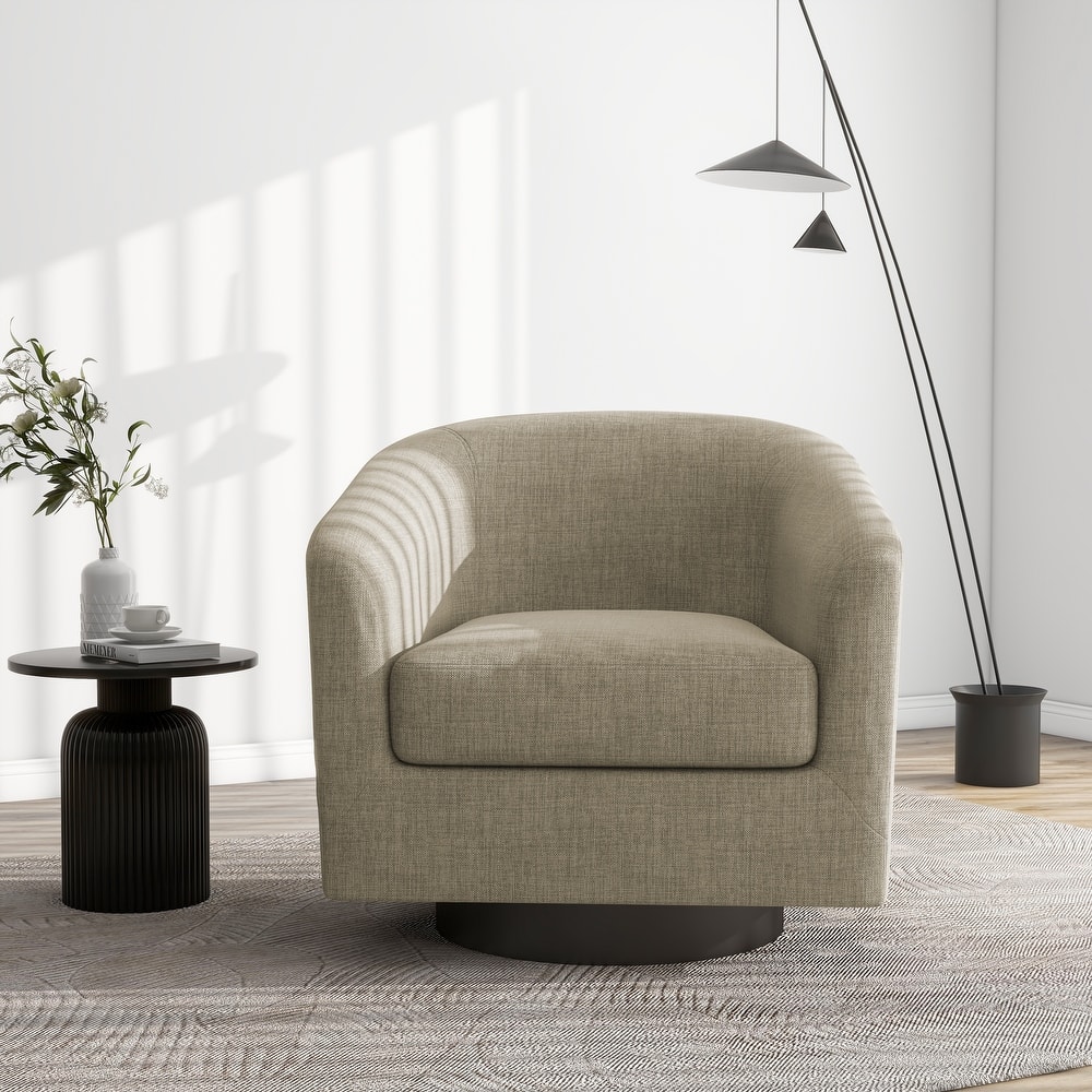 Modern Upholstered Barrel Chair Swivel Accent Chair for Living Room