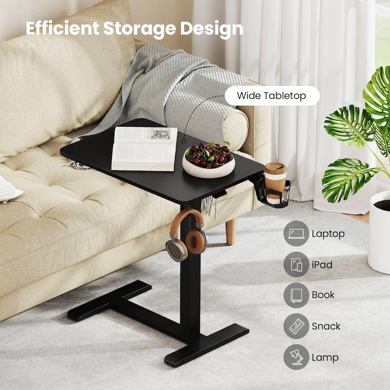 Costway C Shaped Side Table Height Adjustable Overbed Bedside Table - See Details