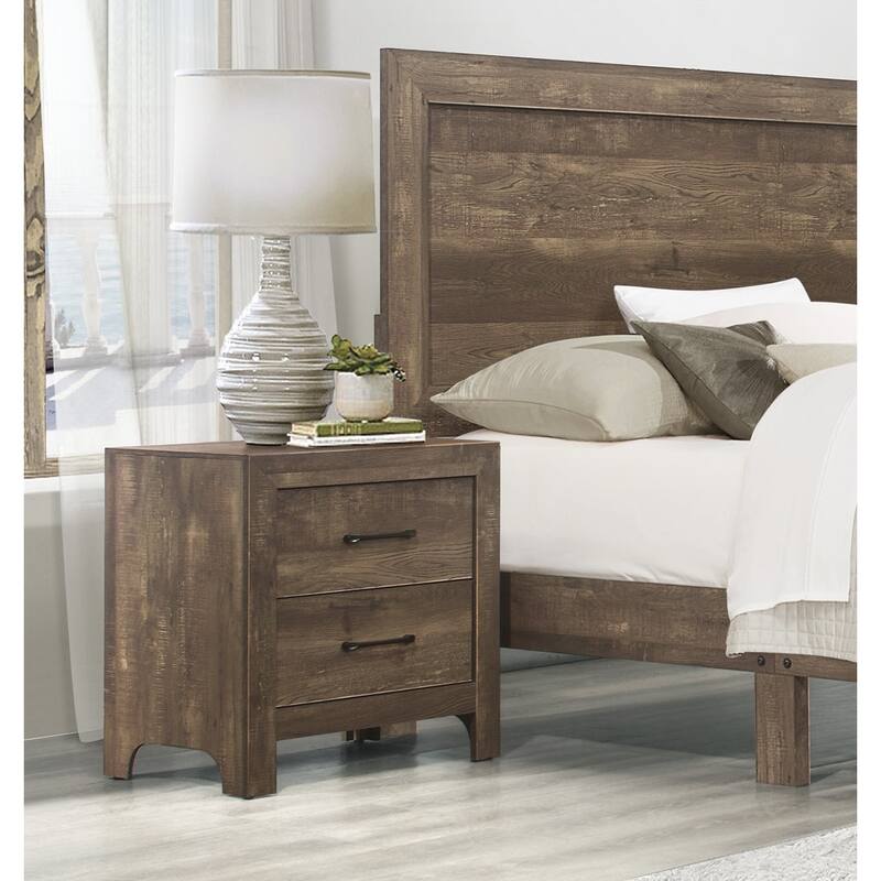 Nightstand of 2x Drawers Transitional Design Bedroom Furniture