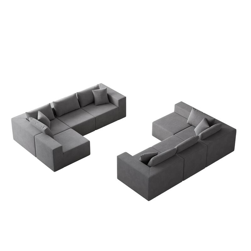 Luxury Floor Standing Couch Set Sectional Sofa Set Corduroy Upholstered Modular Sofa - Freely Combined Into Various Shapes