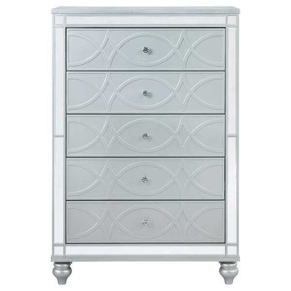 Arabesque Silver Metallic 5-drawer Bedroom Chest (Includes Dresser Only ...