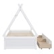 preview thumbnail 11 of 24, Twin Size House Bed with 2 Storage Drawers, Floor Montessori Bed with Triangle Structure, House Shaped Wooden Daybed for Kids