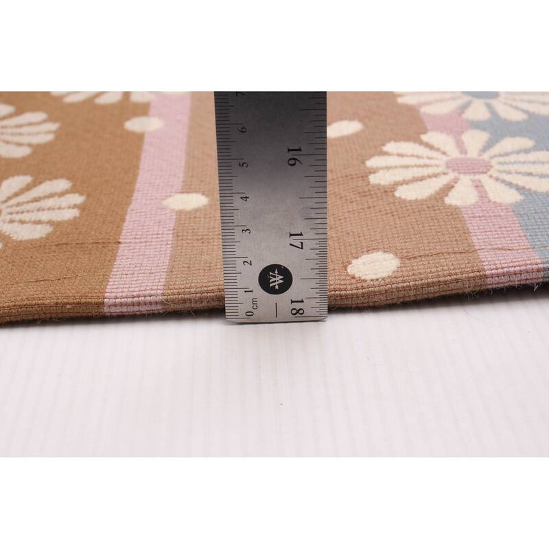 ECARPETGALLERY Machine Woven Lotus Mod Tan Cotton Rug - 4'4 x 6'8