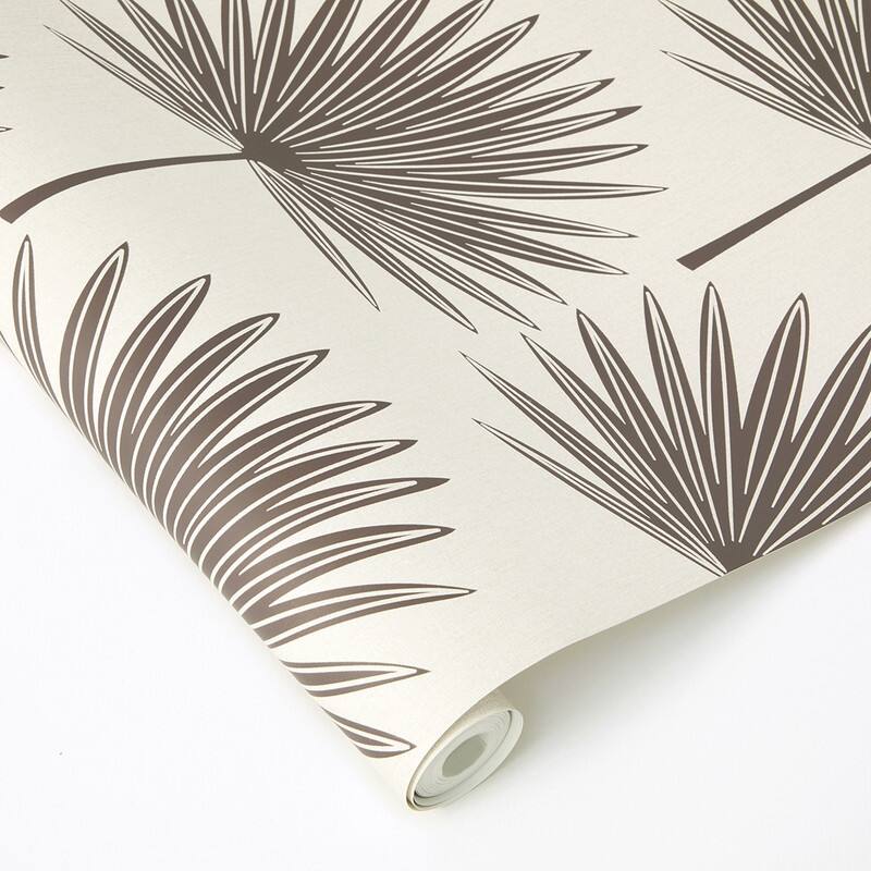 Temapper Stamped Palm Peel and Stick Wallpaper Powder Blue/Off-White