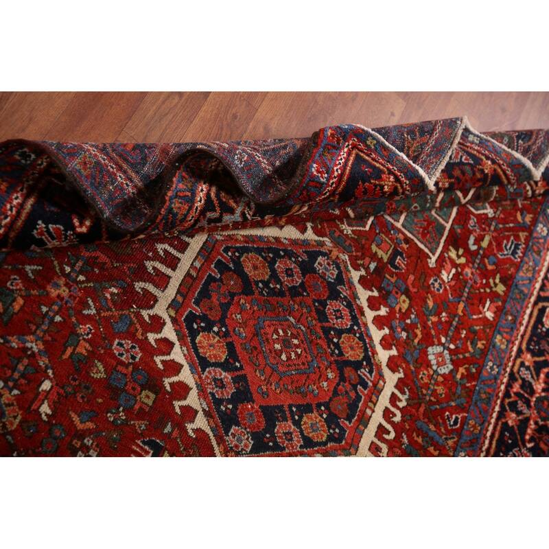 Vegetable Day Antique Geometric Gharajeh Persian Wool Carpet - 4'9" x 6'4"