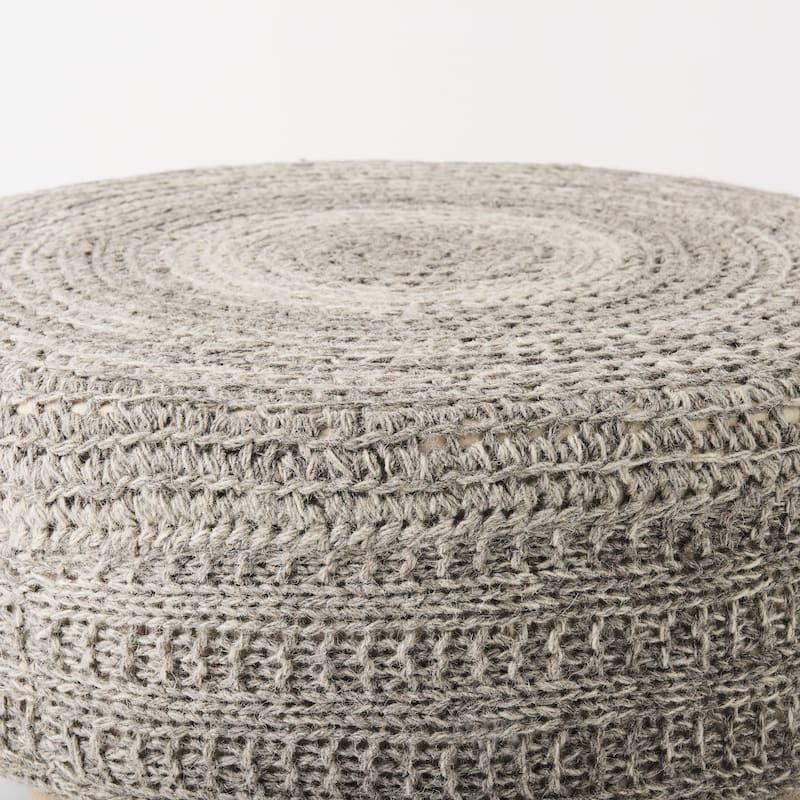 Bina Wool With Brown Wood Legs Stool