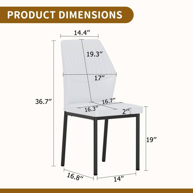 Luxury Simple Chair - Set of 4 PU Material High Resilience Dining Chair with Metal Leg