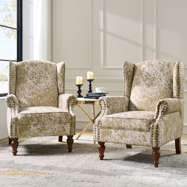 slide 2 of 21, Ivan Traditional Animal Pattern Armchair with Nailhead Trim Set of 2 by HULALA HOME Cheetan