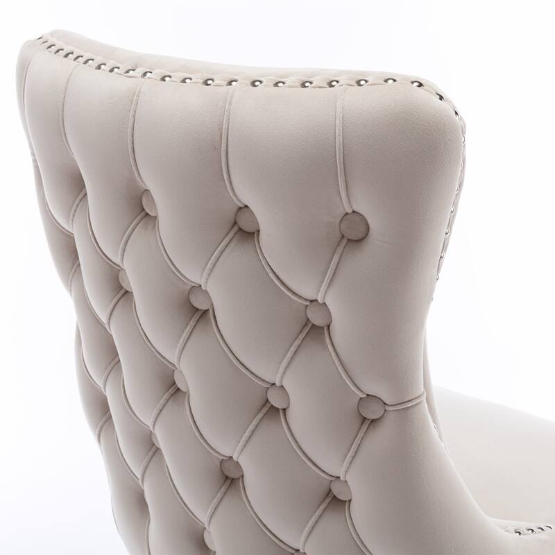 Dining Chairs, Dining Room Chair Set of 2, Upholstered Wing-Back Dining Chair with Backstitching Nailhead Trim & Solid Wood Legs