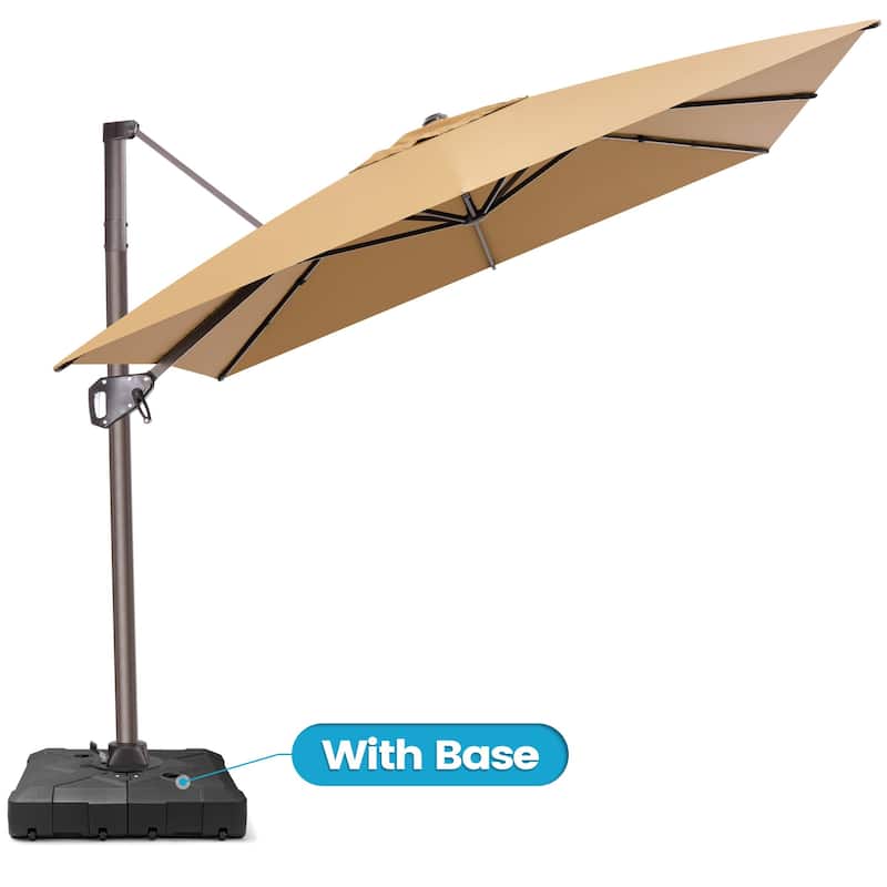 11 x 9 FT Outdoor Patio Offset Cantilever Umbrella with Base
