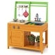 preview thumbnail 1 of 4, Wooden Play Kitchen w/Stoves & Removable Sink for 3+ Years Old Kids Green & Yellow