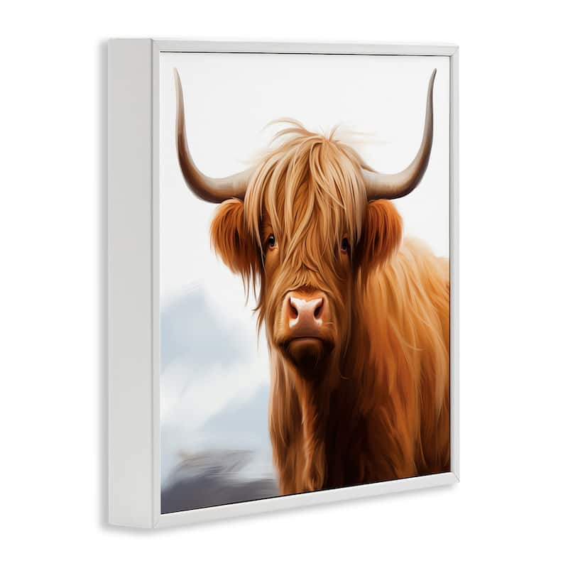 Stupell Long Horn Highland Cow Portrait Framed Giclee Art Design By Heidi Kuntz