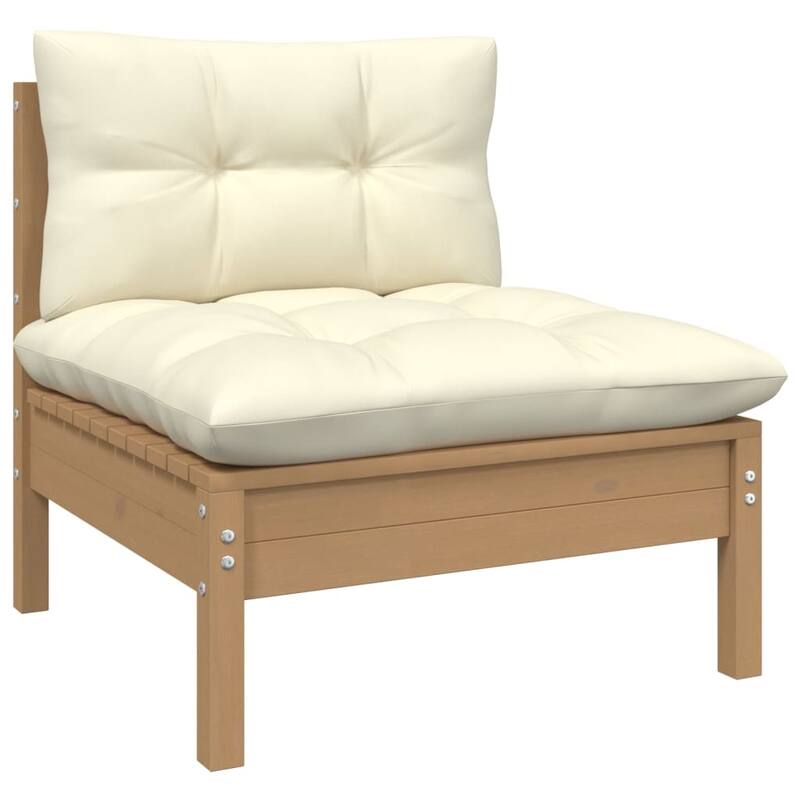 vidaXL Solid Pinewood Patio Lounge Set 10 Piece with Cushions Multi Colors